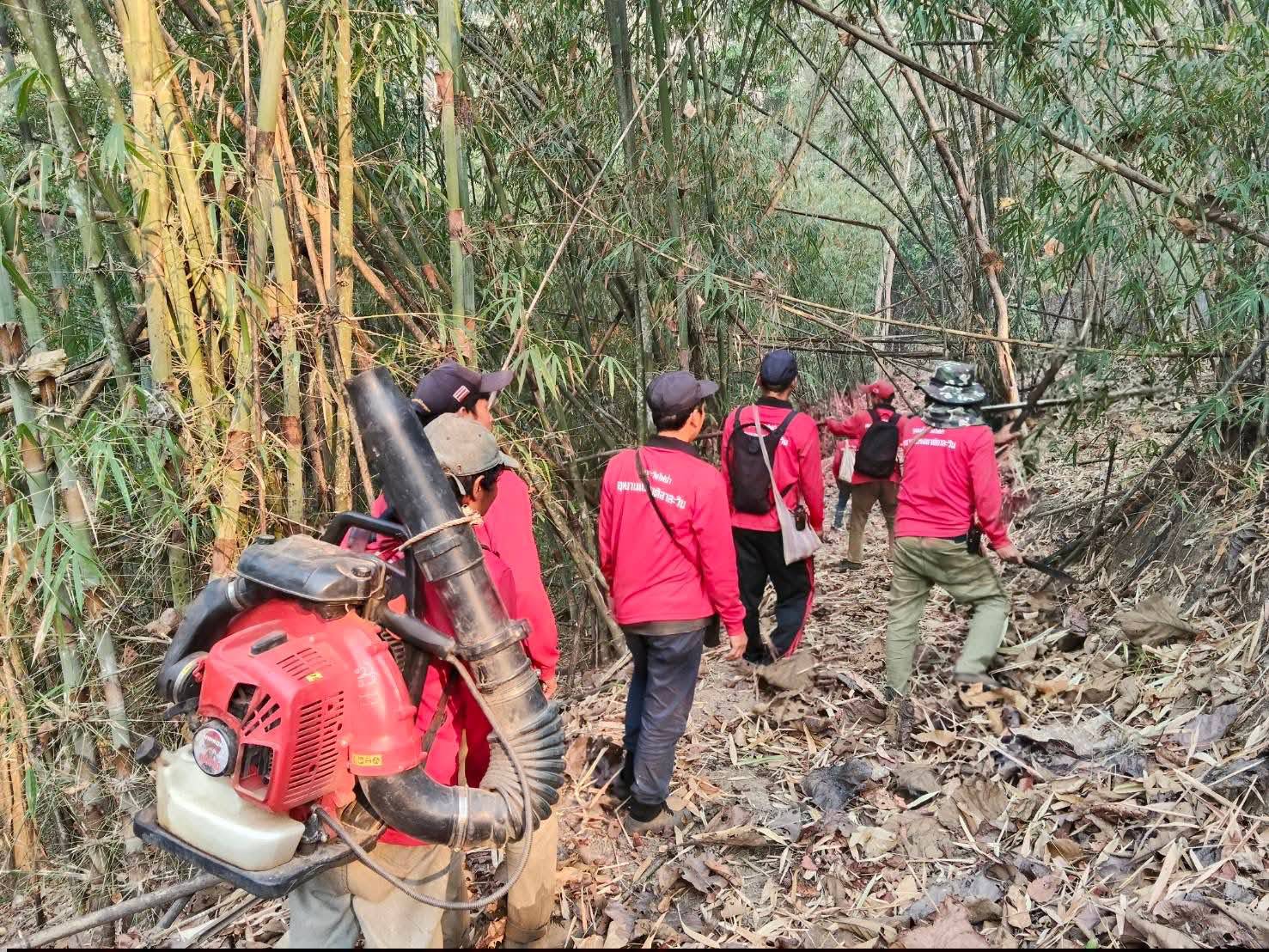 อุทยานแห่งชาติสาละวิน สู้ไม่ถอย! จัดกำลังเข้าพื้นที่พักนอนกลางป่าพร้อมเสบียงดับไฟ 3 จุดวิกฤต 